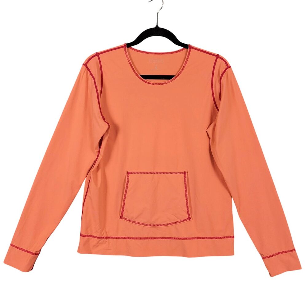 ATHLETA 683751 Orange Long Sleeve Rash Guard Swim Shirt Top Stretch SIZE LARGE